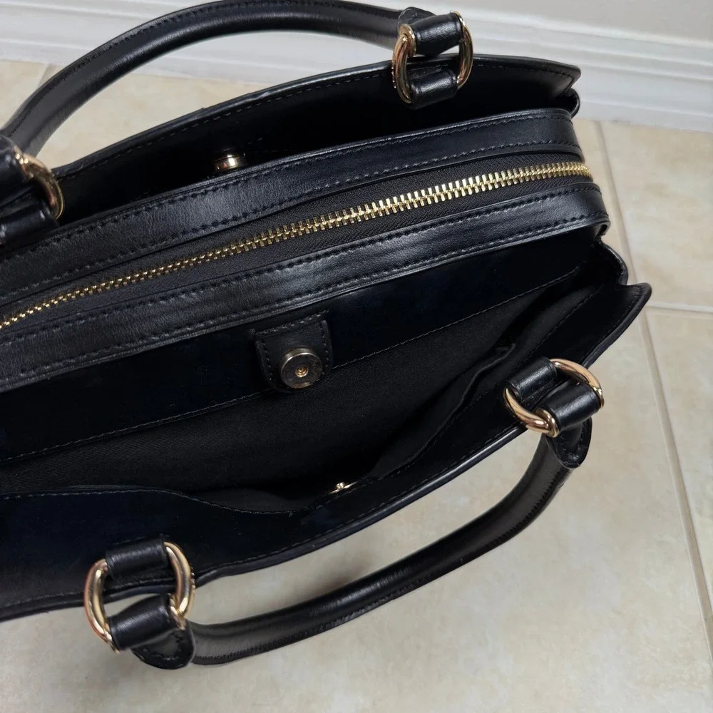Coach Lillie Carryall Brown Black Signature Monogram Canvas Satchel F2177-91495